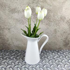 Umělé tulipány gumové bílé, 39 cm- svazek 5 ks