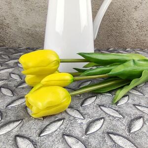 Gumové tulipány žluté- 39 cm, svazek 5 ks