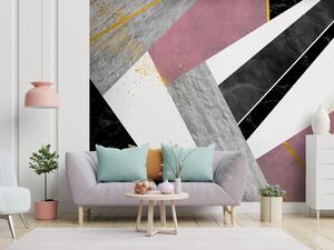 Fototapeta Růžová abstrakce - barevná kompozice s geometrickými prvky