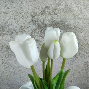 Gumové tulipány bílé- 39 cm, svazek 5 ks