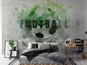 Fototapeta Fotbal je koníček - zelený motiv s fotbalovým míčem a nápisem