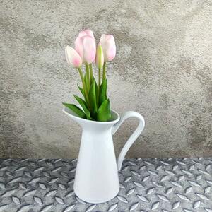 Gumové tulipány růžovobílé- 39 cm, svazek 5 ks
