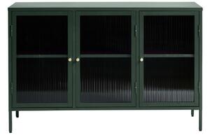 Tmavě zelená kovová vitrína Unique Furniture Bronco 85 x 132 cm