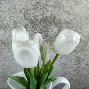 Gumové tulipány bílé- 39 cm, svazek 5 ks