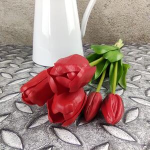 Gumové tulipány červené- 39 cm, svazek 5 ks