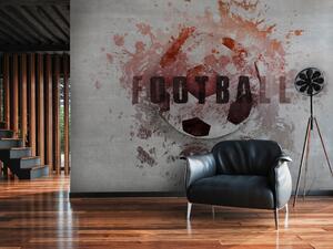 Fototapeta Fotbal je koníček - červený motiv s fotbalovým míčem a nápisem