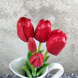 Gumové tulipány červené- 39 cm, svazek 5 ks