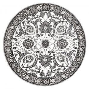 Kulatý koberec MATEO 8037/644 Moderní rám, květiny strukturální šedá velikost kruh 160 cm | krásné koberce cz