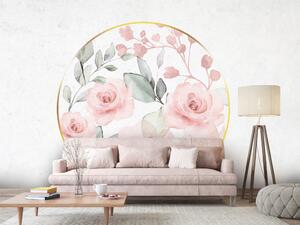 Fototapeta Růžové kolo - romantické květiny v odstínech růžové s efektem malby