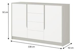 Komoda Klaudia (4x zásuvka, 2x dveře, grafit, bílá)