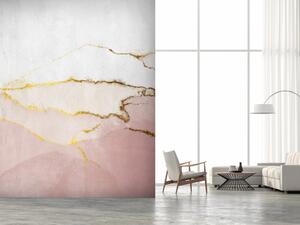 Fototapeta Nekonečno růžové - abstrakce s texturou mramoru se zlatem