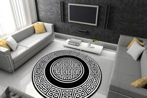 Kulatý koberec GLOSS moderni 6776 85 stylový, rám, řecký černý / slon velikost kruh 150 cm | krásné koberce cz