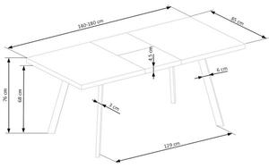 Jídelní stůl Billy rozkládací 140-181x76x85 cm (ořech, černá)