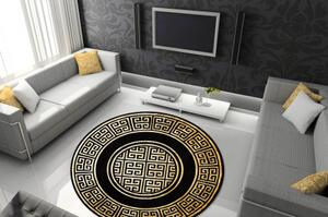 Kulatý koberec GLOSS moderni 6776 86 stylový, rám, řecký černý / zlato velikost kruh 150 cm | krásné koberce cz