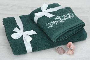 Set ručníku a osušky LUNO zelený