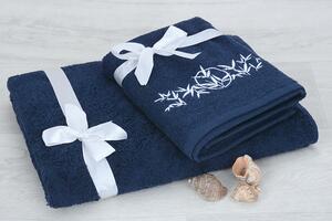 Set ručníku a osušky LUNO tmavě modrý