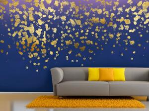 Fototapeta Zlaté kapky - abstrakce s efektem zlatého deště na modrém pozadí