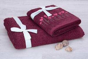 Set ručníku a osušky RUSO vínový