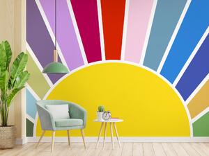 Fototapeta Abstrakce - slunce v geometrické formě s barevnými paprsky