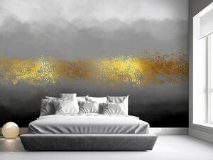 Fototapeta Odstíny šedi - abstrakce se šedým gradientem a zlatým vzorem