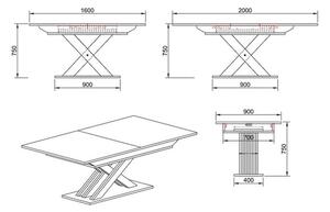 Jídelní stůl rozkládací Ettore 160-200x75x90 cm (dub sonoma)