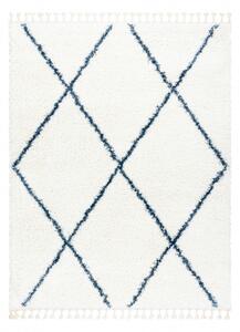 Koberec UNION 3683 laťková mříž krémovo modrý střapce, Maroko Shag velikost 140x190 cm | krásné koberce cz