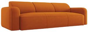 Oranžová sametová trojmístná pohovka MICADONI Greta 235 cm