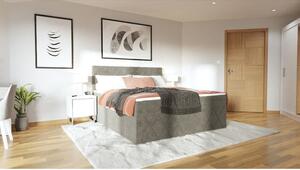 Čalouněná postel Madelyn 140x200, stříbrná,vč. matrace a topperu