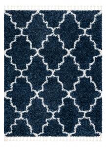 Koberec UNION 3488 vzor Marocký jetel modrý / krém střapce, Maroko velikost 140x190 cm | krásné koberce cz
