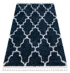 Koberec UNION 3488 vzor Marocký jetel modrý / krém střapce, Maroko velikost 120x170 cm | krásné koberce cz