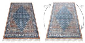 Moderní koberec BELLE BG58A tmavě modrý / béžový střapce velikost 120x170 cm | krásné koberce cz