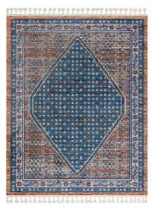 Moderní koberec BELLE BG58A tmavě modrý / béžový střapce velikost 140x190 cm | krásné koberce cz