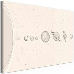 Obraz XXL Sluneční soustava - jemné minimalistické planety ve stylu lineartu