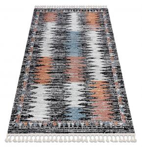Moderní koberec BELLE BR23A černý / růžový střapce velikost 160x220 cm | krásné koberce cz