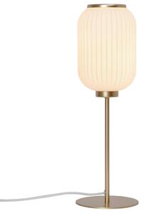 Nordlux Opálově bílá skleněná stolní lampa Milford s mosaznou podstavou