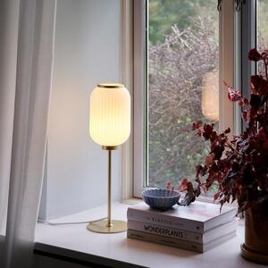 Nordlux Opálově bílá skleněná stolní lampa Milford s mosaznou podstavou