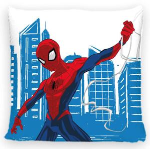 DĚTSKÝ DEKORAČNÍ POVLAK NA POLŠTÁŘ SPIDERMAN 40X40 CM VZOROVANÁ