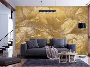 Fototapeta Esence přírody - abstrakce se zlatými tropickými listy s vzory