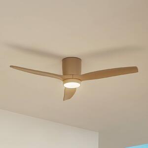 Lucande LED stropní ventilátor Sorin, béžový, DC, tichý, IP44