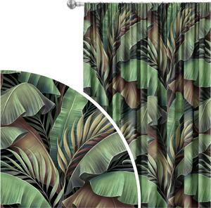 Záclona na žabky Tvář listů - zeleno-hnědá kompozice inspirovaná přírodou