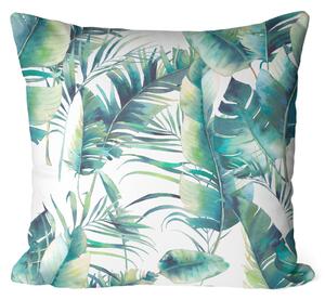 Polštář z mikrovlákna Světlé listy - tropická vegetace ve stylu akvarelu na bílém pozadí