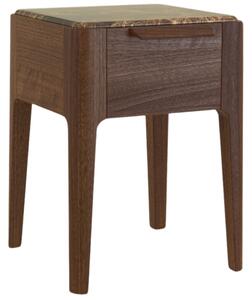 Ořechový noční stolek Miotto Marano 43 x 42 cm s mramorovou deskou