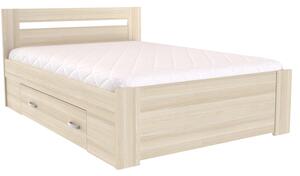 Zvýšené francouzské lůžko FABIE Šířka 140 cm, Akácie světlá, úchytky JONY