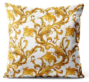 Dekorační velurový polštář Zlatá arabeska - bohaté detaily s akantovými listy v barokním stylu