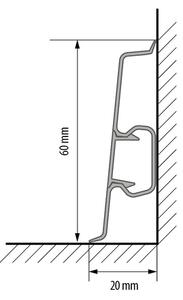 Cezar Podlahová lišta soklová PVC - Cezar60 - M401 - Jilm Amarantový matný 60mm (2,5m)