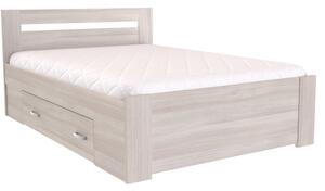 Zvýšené francouzské lůžko FABIE Šířka 140 cm, Jasan šedý, úchytky JONY