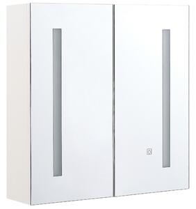 Nástěnná zrcadlová skříňka do koupelny LED CHABUNCO 60 cm 60 cm Bílá