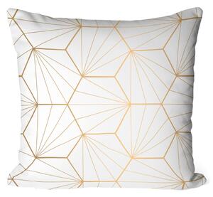 Polštář z mikrovlákna Zlaté hexagony - abstraktní geometrická kompozice v glamour stylu z mikrovlákna