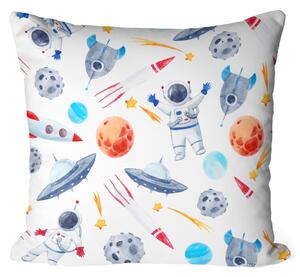 Polštář z mikrovlákna Cestování vesmírem - astronaut, planety, hvězdy a UFO, vzor pro děti