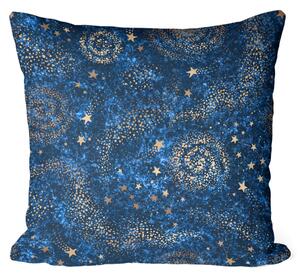 Polštář z mikrovlákna Hvězdná obloha - abstraktní modrý motiv se zlatými akcenty